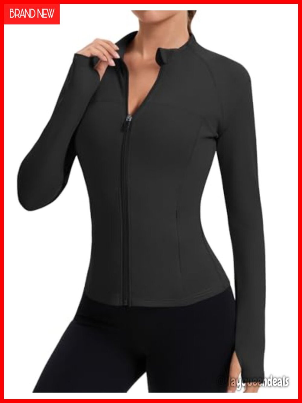 Women's Full Zip Workout Jacket Slim Fit Athletic Top Thumbholes